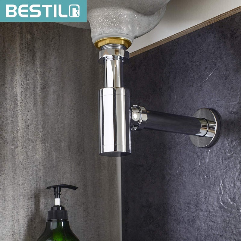 BESTILL Bottle P Trap Drain Kit for Bathroom Basin Sink, Chrome - Image 2